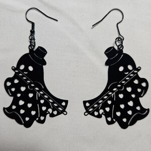 Ghost Holding A Stick Earrings Handmade